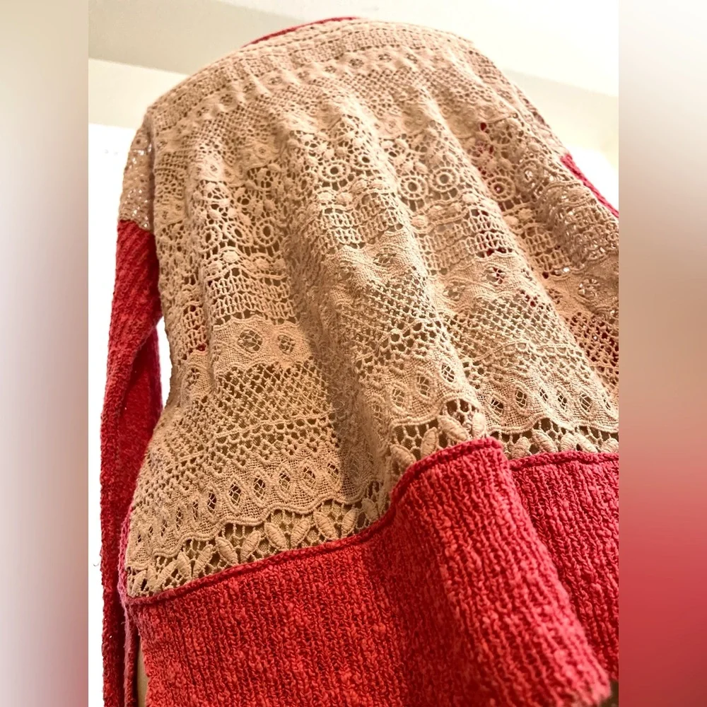 EUC M Free People Crochet Knit Sweater - Picture 5 of 9
